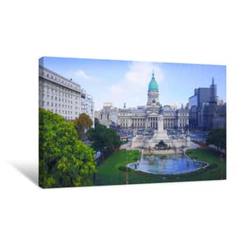 Image of Aerial View Of The Congress Building In The City Of Buenos Aires In Argentina Canvas Print