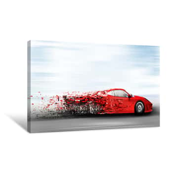 Image of Speeding Car Disintegrating Canvas Print