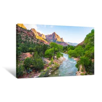 Image of Beautiful Zion National Park On Sunny Day,utah,usa  Canvas Print