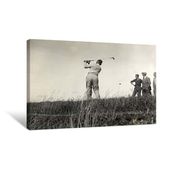 Image of A Golfer During a Shot on a Tournament Course in France Canvas Print