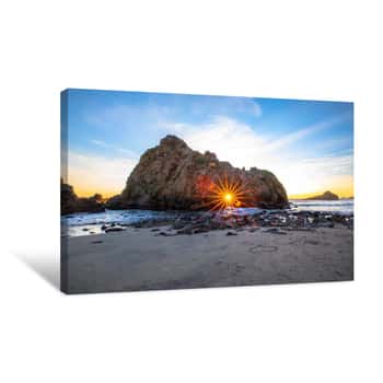 Image of Unique West Coast Sunset At Pfeiffer Beach Canvas Print