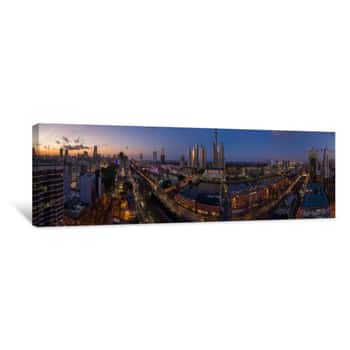 Image of Panoramic View Of Buenos Aires At Sunset - Aerial Panoramic Of Puerto Madero - Argentina Canvas Print