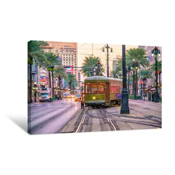 Image of Streetcar In Downtown New Orleans, USA Canvas Print