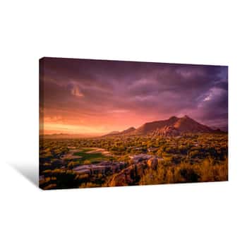 Image of Golden Sunset Over North Scottsdale,Arizona 	 Canvas Print