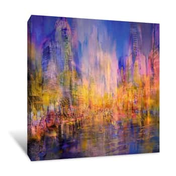 Image of The City By The River in the Golden Evening Light Canvas Print