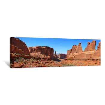 Image of Panoramic View Of Arches National Park  View From Park Avenue Over Look  Canvas Print