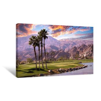 Image of Golf Courseat Sunset  In Palm Springs, California    Canvas Print