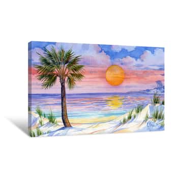 Image of Sunset Palm     Canvas Print