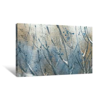 Image of Abstract Art Background Blue And White Colors  Watercolor Painting On Canvas Canvas Print