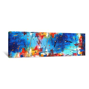 Image of Hand Drawn Colorful Painting Abstract Art Panorama Background Colors Texture  Canvas Print