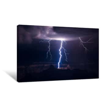 Image of Lightning Storm Over The Grand Canyon    Canvas Print