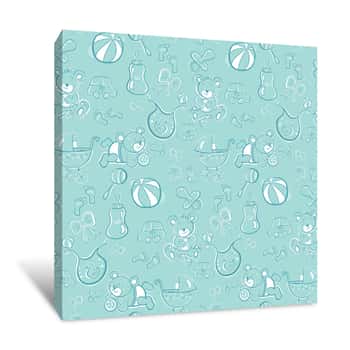Image of All Things Baby Teal Wallpaper Canvas Print
