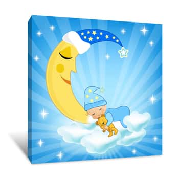 Image of Baby On The Moon Canvas Print