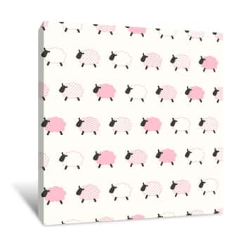 Image of Pink Sheep Pattern 2 Wallpaper Canvas Print