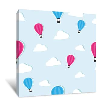 Image of Clouds And Paper Air Balloons Wallpaper Canvas Print
