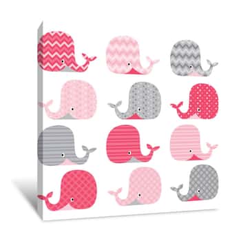 Image of Cute Whale Wallpaper Canvas Print