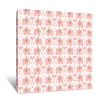 Image of Pink Elephant Wallpaper Canvas Print