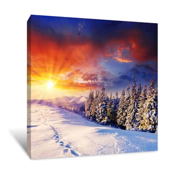 Image of Colorful Winter Sunset Canvas Print