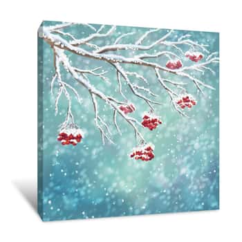 Image of Winter Cherries in the Snow Canvas Print