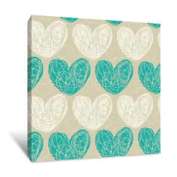 Image of White-Turquoise Hearts Wallpaper Canvas Print