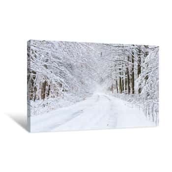 Image of Snowy White Road Canvas Print