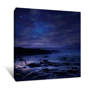 Image of Rocky Beach Under the Stars Canvas Print