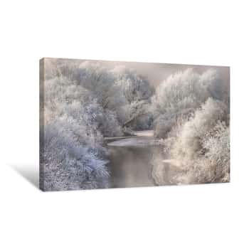 Image of Transylvanian River In Winter Canvas Print