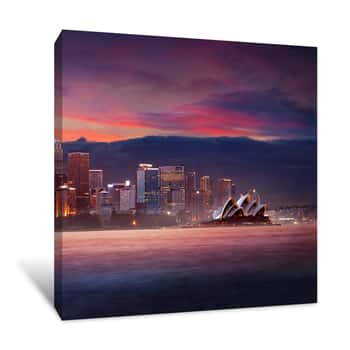 Image of Sidney Australia In a Pink Glow Canvas Print