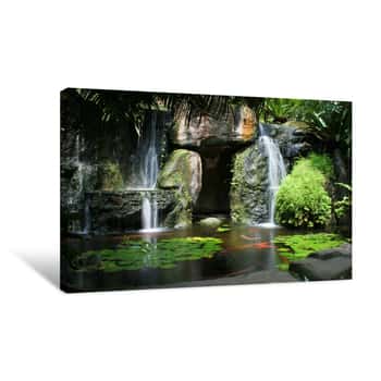 Image of Hidden Waterfall with Pond Canvas Print