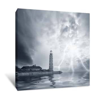 Image of Lightning Lighthouse Canvas Print
