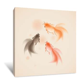 Image of Oriental Style Goldfish Painting Canvas Print