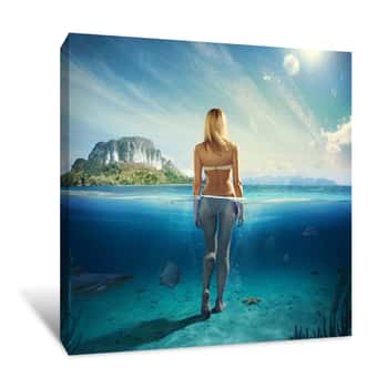 Image of Women Wading Canvas Print