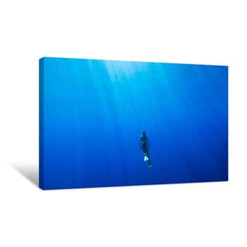 Image of Diver Exploring The Ocean Canvas Print