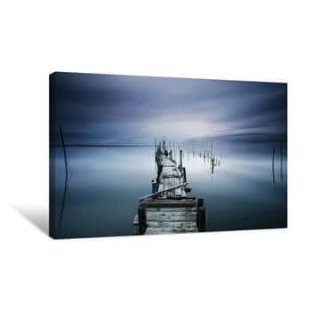Image of Pier Over A Blue River Canvas Print