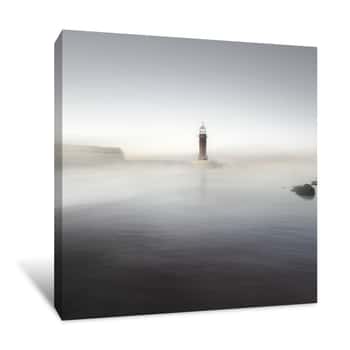 Image of Lonely Light House in the Fog Canvas Print