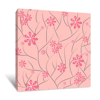 Image of Pink Flower Wallpaper Canvas Print