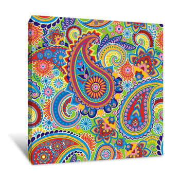 Image of Primary Colored Paisley Canvas Print
