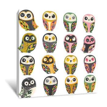 Image of Artistic Owls Canvas Print
