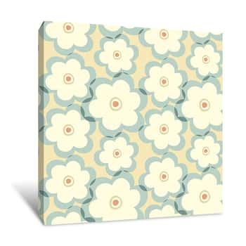 Image of White Floral Wallpaper Canvas Print