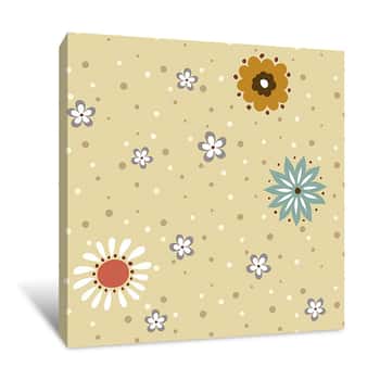 Image of Dotted Floral Pattern Wallpaper Canvas Print