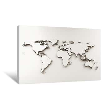 Image of Silver World Map Canvas Print