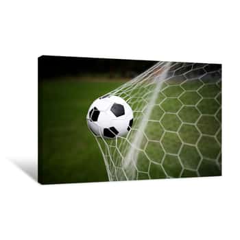 Image of Soccer Ball in a Goal Canvas Print