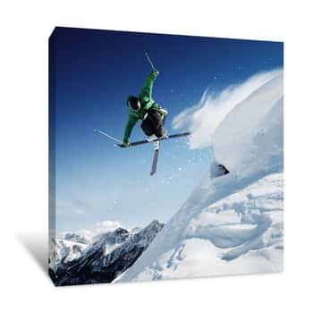 Image of Jumping Skier Canvas Print