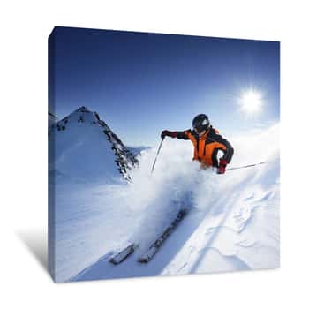 Image of Skier in High Mountains Canvas Print