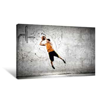 Image of Grunge Basketball Player Canvas Print