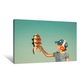 Image of Boy With Rocket Canvas Print