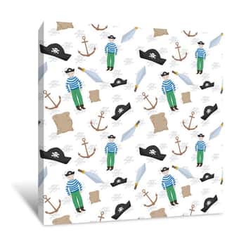 Image of Pirate Pattern Wallpaper Canvas Print