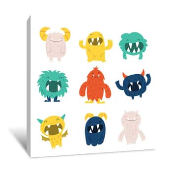 Image of Cute Furry Monsters Canvas Print