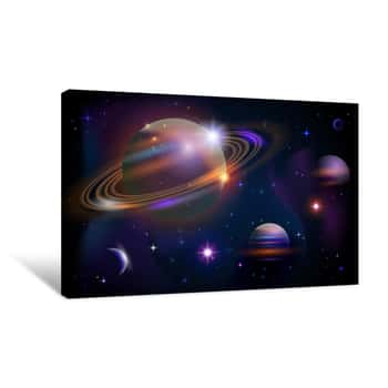 Image of Purple Planets and Space Canvas Print