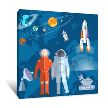 Image of Cartoon Space Icons Canvas Print
